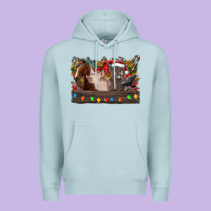 Festive Farmyard Gathering Premium Hoodie Designed By Cowhidedigitalart