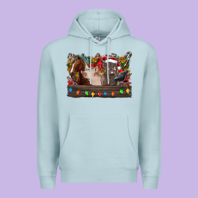 Festive Farmyard Gathering Premium Hoodie Designed By Cowhidedigitalart