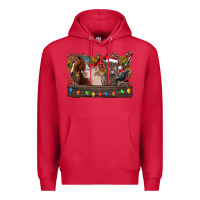 Cardinal festive farmyard gathering Premium Hoodie - CowhideDigitalArt