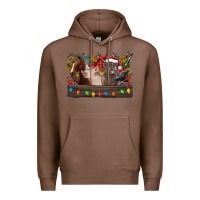 Chestnut festive farmyard gathering Premium Hoodie - CowhideDigitalArt