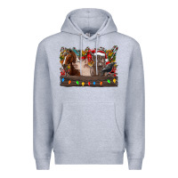 Heather Grey festive farmyard gathering Premium Hoodie - CowhideDigitalArt