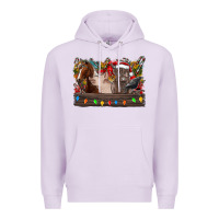 Lilac festive farmyard gathering Premium Hoodie - CowhideDigitalArt