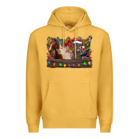 Mustard festive farmyard gathering Premium Hoodie - CowhideDigitalArt