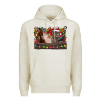 Oatmeal Heather festive farmyard gathering Premium Hoodie - CowhideDigitalArt