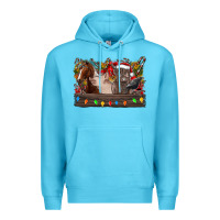 Ocean Blue festive farmyard gathering Premium Hoodie - CowhideDigitalArt