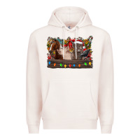 Pale Pink festive farmyard gathering Premium Hoodie - CowhideDigitalArt