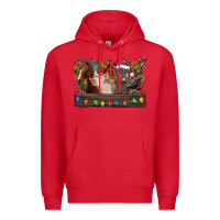 Red festive farmyard gathering Premium Hoodie - CowhideDigitalArt