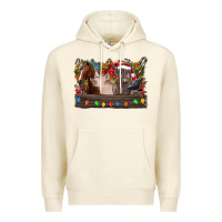 Sandshell festive farmyard gathering Premium Hoodie - CowhideDigitalArt