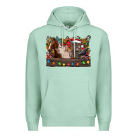 Seafoam festive farmyard gathering Premium Hoodie - CowhideDigitalArt