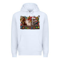 White festive farmyard gathering Premium Hoodie - CowhideDigitalArt