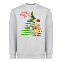 Heather Grey Winnie The Pooh- Merry christmas Heavyweight Sweatshirt - artisFamous