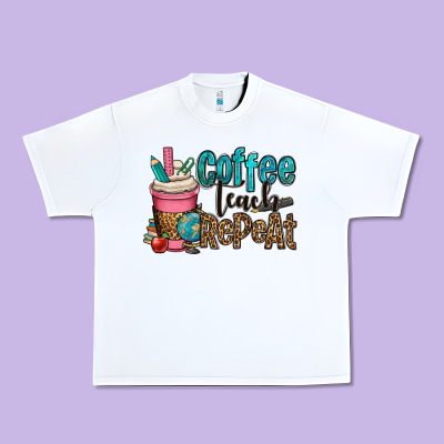 Coffee Teach Repeat Urban Heavy Tee Designed By Oliviacreatesart