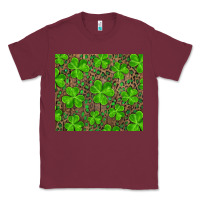 Burgundy Saint Patricks Day Shamrock And Leopard Classic Tee - RanaPortraitStore