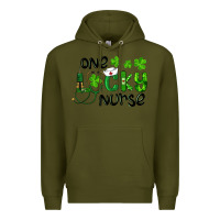 Army Green Saint Patricks One Lucky Nurse Premium Hoodie - RanaPortraitStore