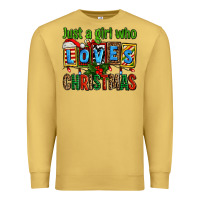 Antique Gold just a girl who loves christmas Premium Sweatshirt - AdoDesignShop
