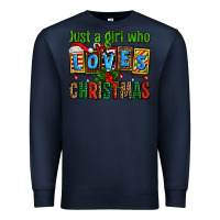 Navy just a girl who loves christmas Premium Sweatshirt - AdoDesignShop