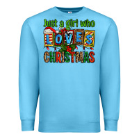 Ocean Blue just a girl who loves christmas Premium Sweatshirt - AdoDesignShop