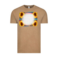 Vintage Coffee Serape Bleached Sunflowers Leopard Background Vintage Tee - CowCowDesign