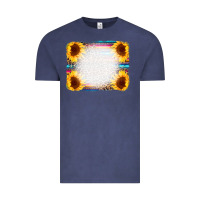 Vintage Denim Serape Bleached Sunflowers Leopard Background Vintage Tee - CowCowDesign