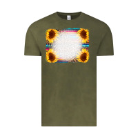 Vintage Olive Serape Bleached Sunflowers Leopard Background Vintage Tee - CowCowDesign