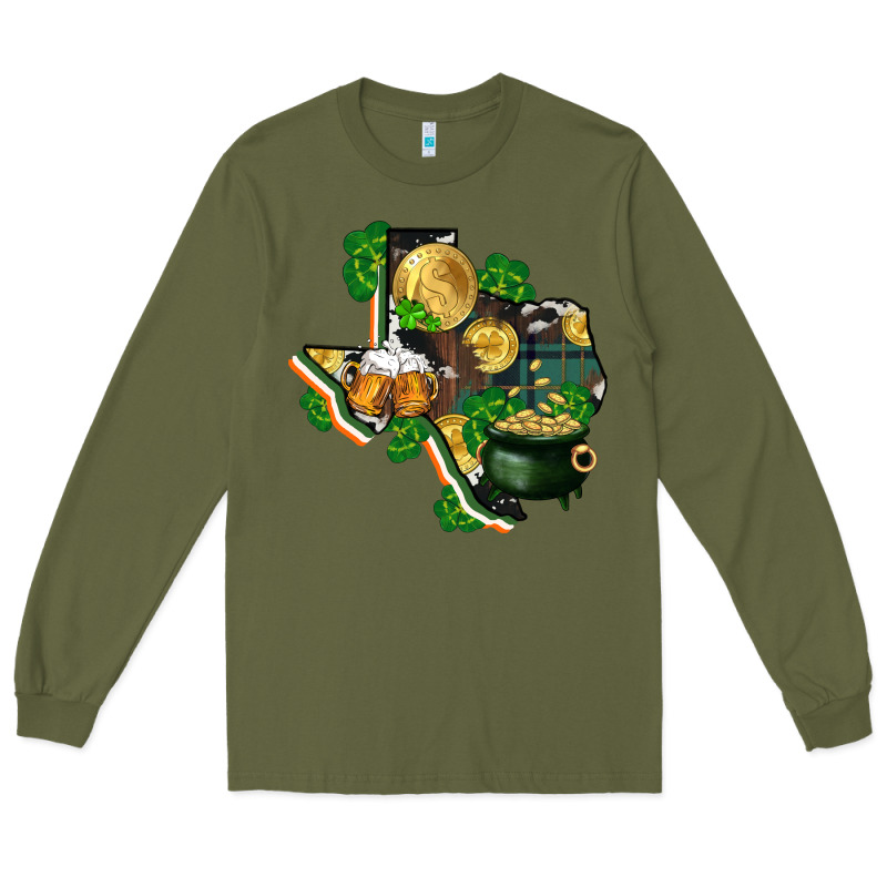 Texas Map St Patrick's Day Long Sleeve Tee by FaDigitalArtStudio | Teevron