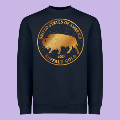 Buffalo Gold Native American - Bison Heavyweight Sweatshirt Designed By Artisfamous