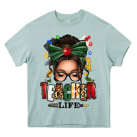 Arona teacher life afro messy bun Heavy Core Tee - texasbilliewilder