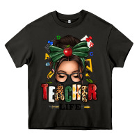 Asphalt teacher life afro messy bun Heavy Core Tee - texasbilliewilder
