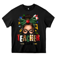 Black teacher life afro messy bun Heavy Core Tee - texasbilliewilder