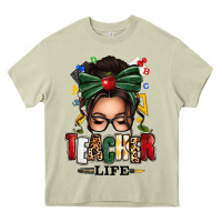 Mossy teacher life afro messy bun Heavy Core Tee - texasbilliewilder