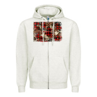 Oatmeal Heather christmas leopard cowhide background Zipper Hoodie - BarkalooDesign