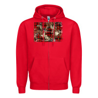Red christmas leopard cowhide background Zipper Hoodie - BarkalooDesign