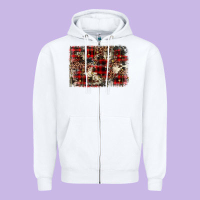 Christmas Leopard Cowhide Background Zipper Hoodie Designed By Barkaloodesign