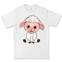 White Cartoon Lamb Premium Tee - HowdyJamesFarm