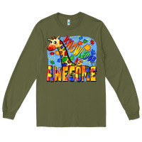 Army Green Knowledge is awesome Autism giraffe Long Sleeve Tee - FaDigitalArtStudio