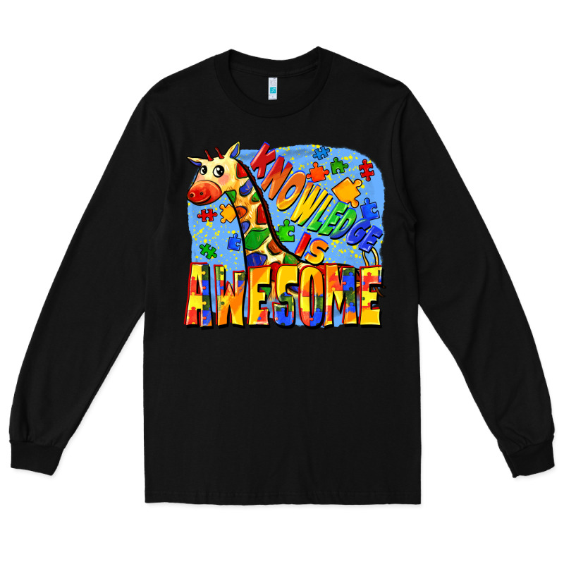 Knowledge Is Awesome Autism Giraffe Long Sleeve Tee by FaDigitalArtStudio | Teevron