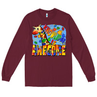 Burgundy Knowledge is awesome Autism giraffe Long Sleeve Tee - FaDigitalArtStudio