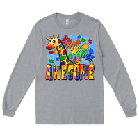 Heather Grey Knowledge is awesome Autism giraffe Long Sleeve Tee - FaDigitalArtStudio