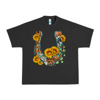 Pigment Black western leopard cowhide sunflowers horseshoe Urban Heavy Tee - OliviaCreatesArt