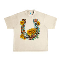 Sandshell western leopard cowhide sunflowers horseshoe Urban Heavy Tee - OliviaCreatesArt