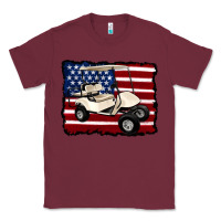 Burgundy golf cart american flag Classic Tee - Artiststas