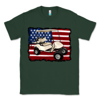 Sports Green golf cart american flag Classic Tee - Artiststas