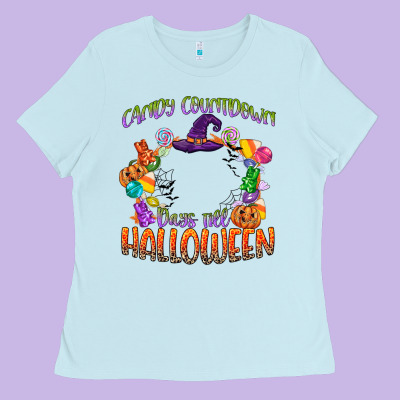 Candy Countdown Days Till Halloween Ladies Tee Designed By Cowgirlartshop