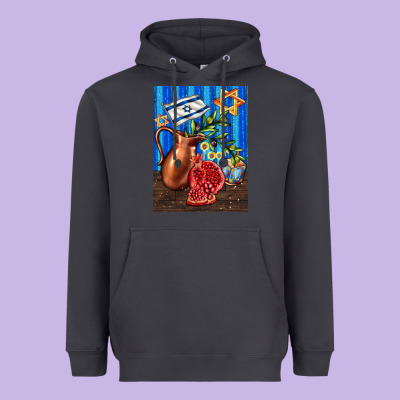 Hanukkah Table With Oil Pitcher Heavyweight Hoodie Designed By Adodesignshop