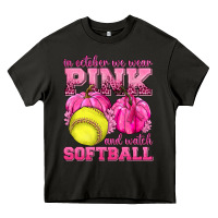 Asphalt In October We Wear Pink and Watch Softball Heavy Core Tee - texasbilliewilder