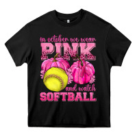 Black In October We Wear Pink and Watch Softball Heavy Core Tee - texasbilliewilder
