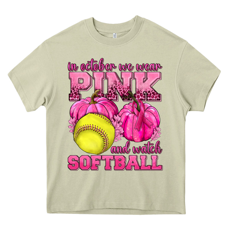 In October We Wear Pink And Watch Softball Heavy Core Tee by texasbilliewilder | Teevron