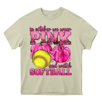 Mossy In October We Wear Pink and Watch Softball Heavy Core Tee - texasbilliewilder