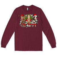 Burgundy feliz navidad heifers front view Long Sleeve Tee - RanaPortraitStore