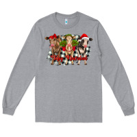 Heather Grey feliz navidad heifers front view Long Sleeve Tee - RanaPortraitStore